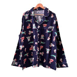 NWT Men's Old Navy Holiday Animals Flannel Pajama Set XXL Pug Dog Hamste…